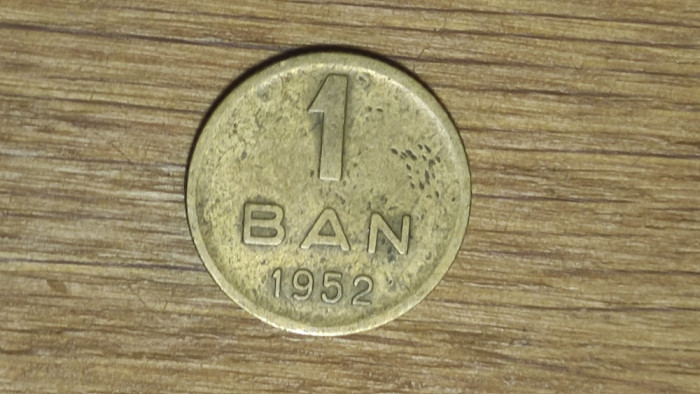 Romania - moneda de colectie raruta - 1 ban 1952 cu stema RPR - stare buna