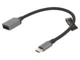 Cablu USB 2.0 A soclu - C mufă, 0,15m, nichelat, gri