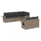 Cumpara ieftin Set canapele de gradina, 7 piese, cu perne, gri, poliratan