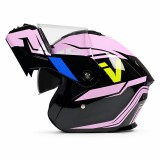 Casca Moto/Scuter Flip-Up FIXATO Nova, Viziera Dubla, Protectie UV, Roz, L 59-60cm