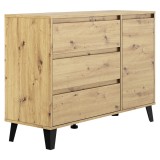Cumpara ieftin Comoda DTD laminat stejar artisan negru Bogan 110x38,8x78,4 cm