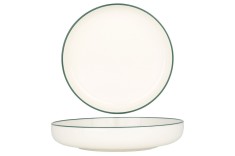 Rinart Farfurie ad&acirc;ncă - Green Edge - Porţelan - 19 cm (500cc) - set de 6