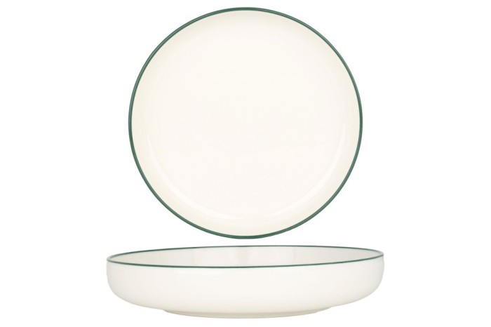 Rinart Farfurie ad&acirc;ncă - Green Edge - Porţelan - 22 cm (800cc) - set de 6