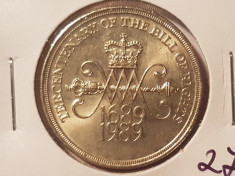 T265 MArea Britanie 2 lire pounds 1989 Tercentenary of the bill of rights foto