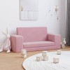VidaXL Canapea extensibilă pentru copii cu 2 locuri, roz, pluș moale 357033