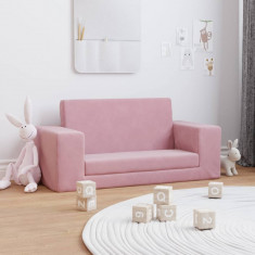 Canapea extensibila pentru copii cu 2 locuri, roz, plus moale GartenMobel Dekor
