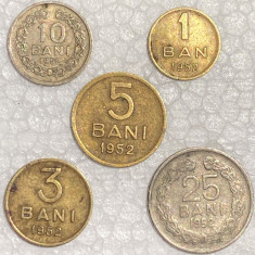 SET MONEDE 1952,RPR / 1,3 ,5, 10 si 25 BANI/ SE VAND MONEDELE DIN IMAGINI...