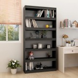 Bibliotecă/Separator cameră, gri, 100x30x200 cm, lemn masiv pin