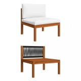 Canapea Gradina Mijloc Lemn Acacia Gossi, Perne Crem/Negru, 65x65x60cm, Modulara