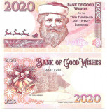 !!! BANK OF GOOD WISHES = FANTASY NOTE = 2020 BLESSINGS - (2019) - UNC