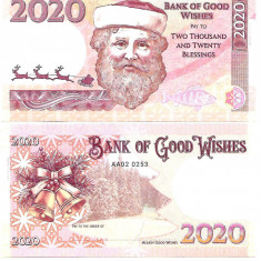 !!! BANK OF GOOD WISHES = FANTASY NOTE = 2020 BLESSINGS - (2019) - UNC