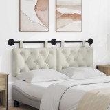 vidaXL Tăblie de pat suspendată Cu lumină LED Crem Catifea 3424646