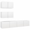 Set dulapuri TV, 4 piese, alb, lemn prelucrat