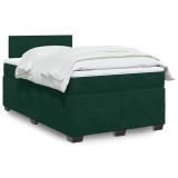 vidaXL Pat box spring cu saltea, verde &icirc;nchis, 120x190 cm, catifea 3288555