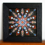 Yoga Mandala 2 - Tablou inramat folosit la meditatie, acrilic pe carton 27x27cm