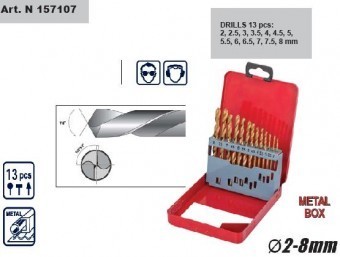 Set burghie HSS titanate -13 buc (2-8mm), Raider