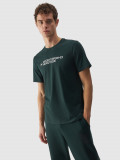 Tricou regular cu inscripție pentru bărbați - verde, 4F Sportswear