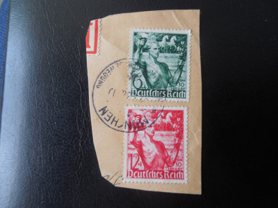 Reich-Sport-serie completa-stampilat pe fragment de scrisoare,stampila completa foto