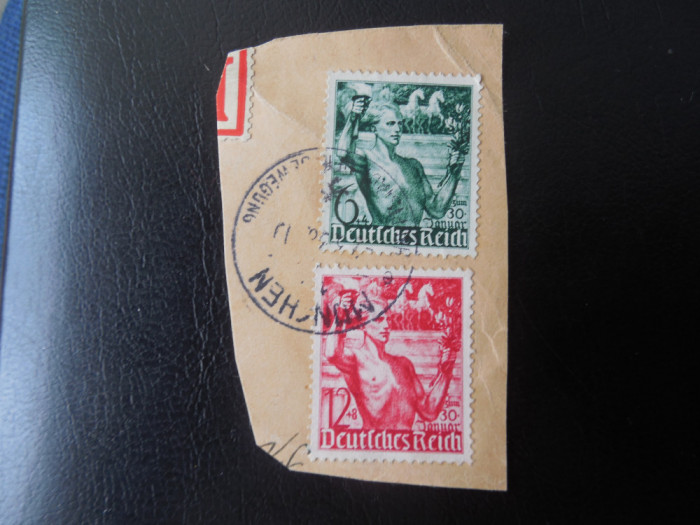 Reich-Sport-serie completa-stampilat pe fragment de scrisoare,stampila completa