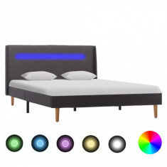 Cadru de pat cu LED gri 120 x 200 cm material textil foto