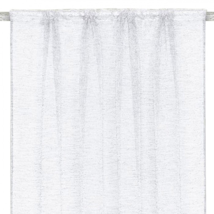 Perdea Decorativă, Model cu Bandă, Material Poliester, Culoare Alb, Dimensiuni 140x140 cm