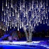 (DL) Instalatie de Craciun, 8 tuburi, 30cm, 144 LED, ploaie de meteoriti, alb Household NewTrend