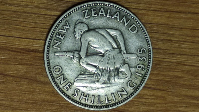 Noua Zeelanda - moneda argint serie rara - 1 shilling 1935 -George V- superba! foto