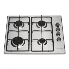 Plita incorporabila Heinner, 58 cm, gaz, 4 arzatoare, aprindere electrica, siguranta gaz, Argintiu foto