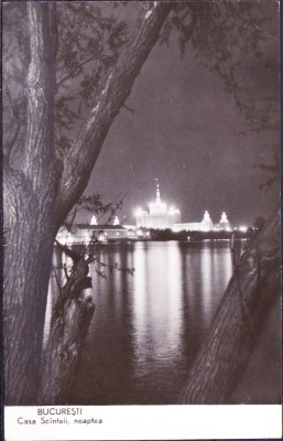 AMS - ILUSTRATA 1057 BUCURESTI - CASA SCINTEII, NOAPTEA, 1964, CIRCULATA foto