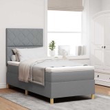 VidaXL Pat cu arcuri cu saltea &amp; LED gri deschis 100x200 cm din țesătură