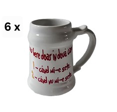 Set 6 halbe ceramica, 350 ml, Alb cu mesaj