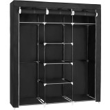 SONGMICS Garderoba pentru depozitarea hainelor, din material textil, cu 2 bare pentru umerase, 45x150x175cm, negru Household NewTrend