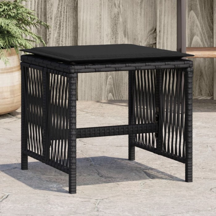 Gossi scaune de gradina cu perne, 4 buc. negru 41x41x36 cm poliratan