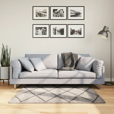 Covor pufos &amp;quot;PAMPLONA&amp;quot; cu fire &amp;icirc;nalte, bej/antracit, 120x200 cm foto