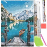 Set de broderie cu diamante 5D, 30x40cm, model Lac glaciar Household NewTrend
