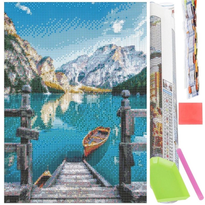 Set de broderie cu diamante 5D, 30x40cm, model Lac glaciar Household NewTrend