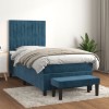 VidaXL Pat box spring cu saltea, albastru &icirc;nchis, 90x190 cm, catifea 3137939