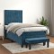 vidaXL Pat box spring cu saltea, albastru &icirc;nchis, 90x190 cm, catifea 3137939