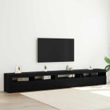 Set cabinet TV vidaXL de 3 piese cu lumini LED stejar negru lemn prelucrat