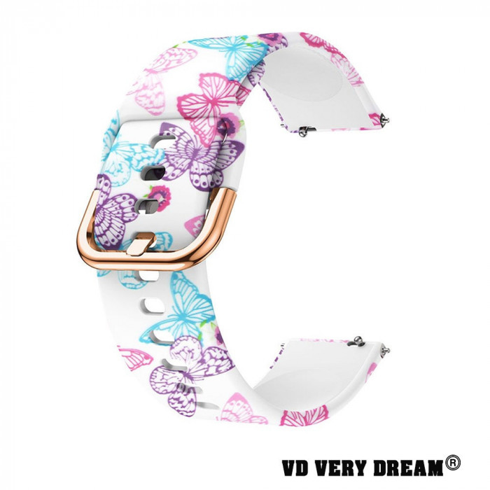 Curea silicon, compatibila Huawei Watch GT 3 42mm, telescoape QR, Butterfly