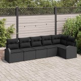 VidaXL Set de canapele pentru grădină cu pernă 6 pcs Negru Rattan poli 3354732