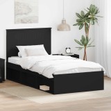 Cumpara ieftin Cadru de pat cu headboard Negru 100 x 200 cm Lemn de pin masiv