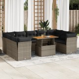vidaXL Set mobilier de grădină cu perne, 10 piese, gri, poliratan 3326972
