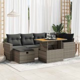 vidaXL Set canapele grădină cu perne 8 piese gri poliratan/lemn acacia 3328005