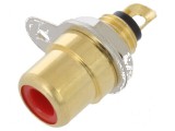 Conector RCA mamă drept lipire aurit roşu, Lumberg