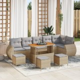 Set de 10 Piese pentru Grădină cu Perne Bej Ratan Poliester, Set de 4 Piese pentru Grădină cu Perne Bej Ratan Poliester, vidaXL