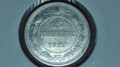 Rusia sovietica / URSS - moneda de colectie argint - 15 Kopecks / Kopeks / Copeici 1922 - Lenin - greu de gasit ! in cartonas !