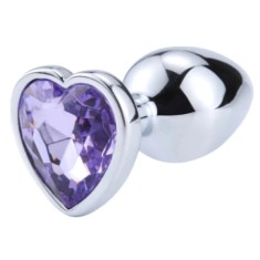 Dop Anal Hearty Buttplug, Small, Argintiu/Mov Deschis, Passion Labs