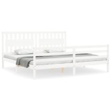 Cumpara ieftin Cadru pat cu tablie 200x200 cm, alb, lemn masiv