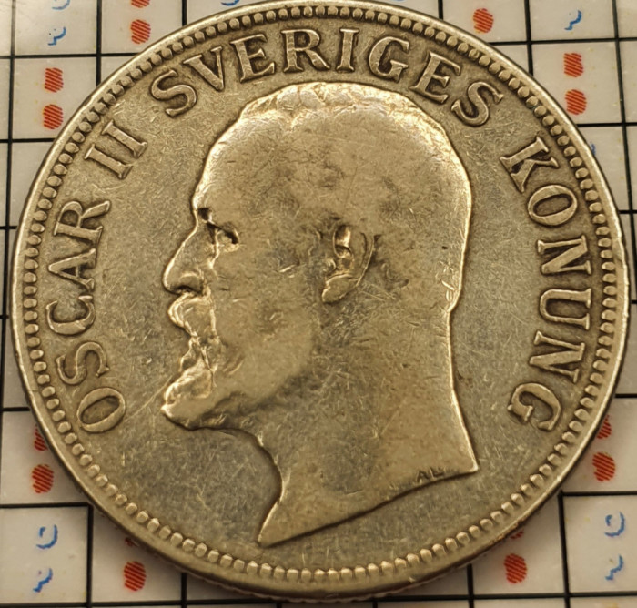 Suedia 2 coroane Kronor - Oscar II 1906 argint - km 773 - A007